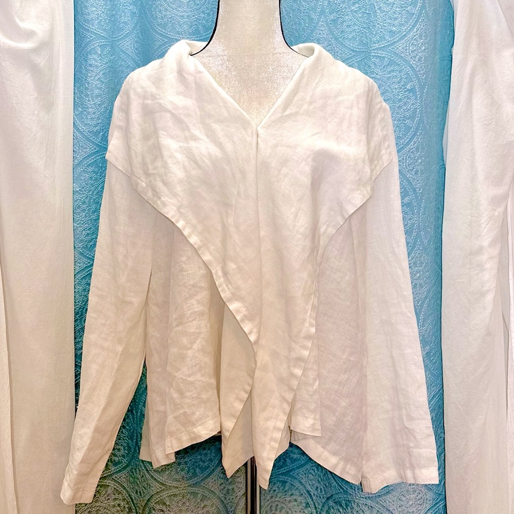 Flax 100% Linen Cardigan Jacket Top Sz M - Picture 2 of 7